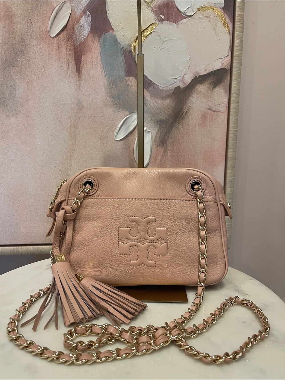 Tory Burch Pink Thea Leather Camera Bag